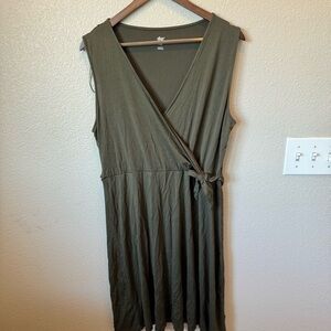 Dip Green Sleeveless Wrap Midi Dress